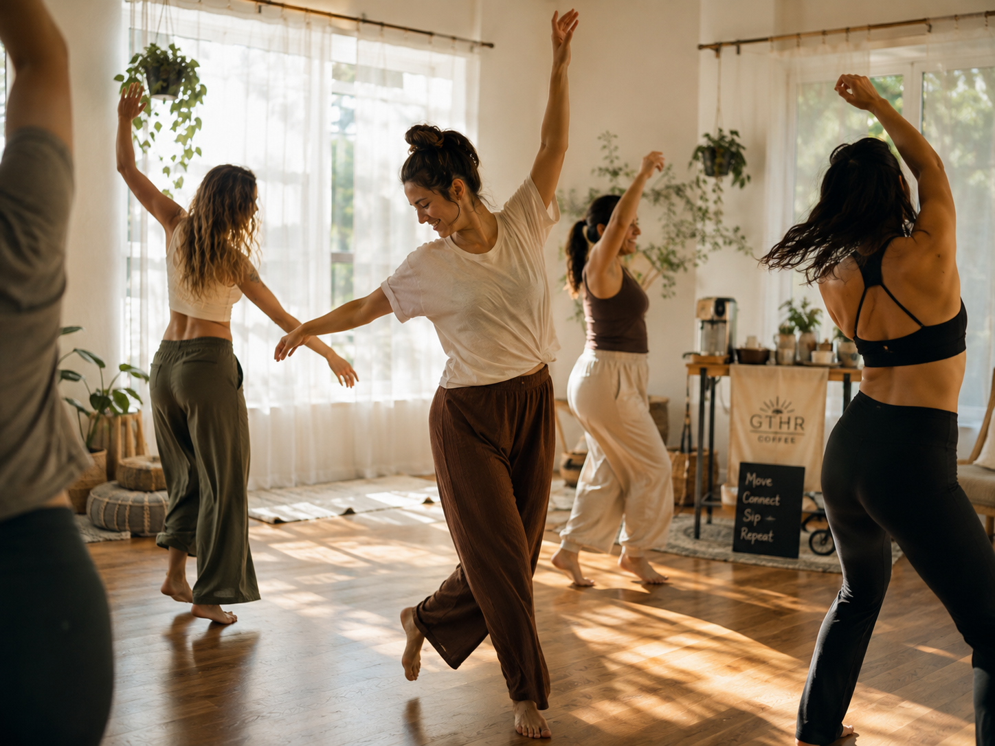 People moving together during a dance gathering